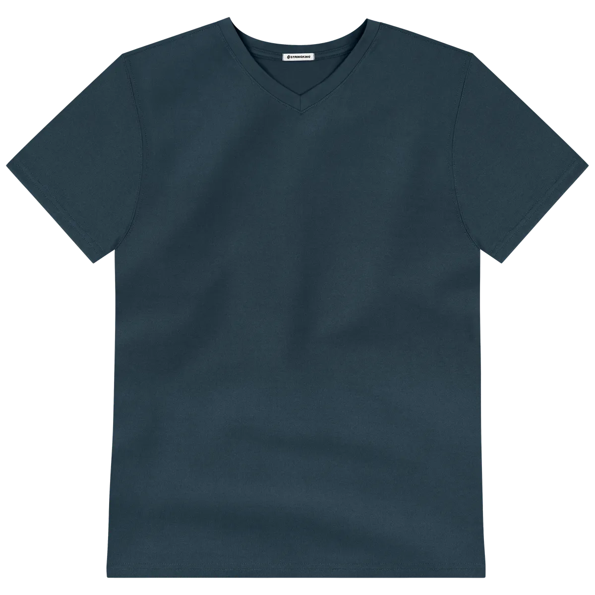 StringKing Men's FlexTech Short Sleeve V-Neck T-Shirt - Relaxed Fit, Navy, Front