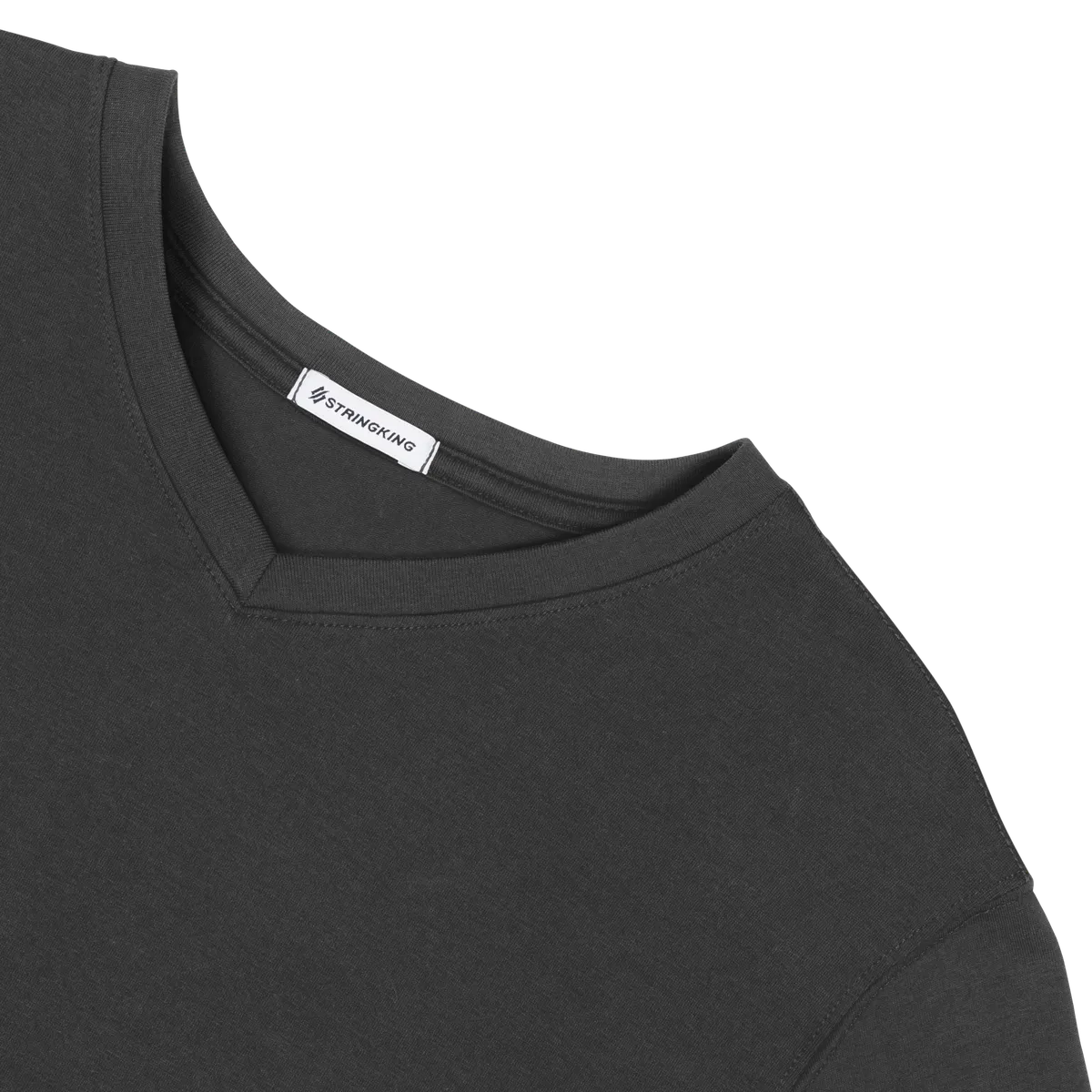 StringKing Men's Pima Cotton Long Sleeve V-Neck T-Shirt - Sharp Fit, Black, Detail