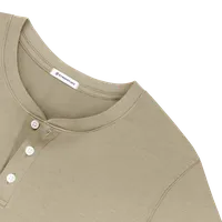 StringKing Men's Pima Cotton Short Sleeve Henley - Relaxed Fit, Warm Khaki, Detail