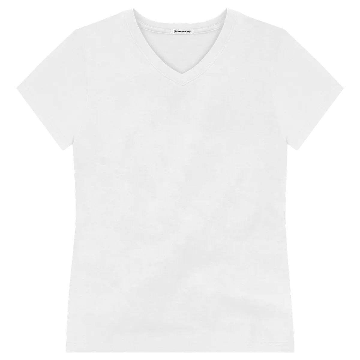 StringKing Women's Pima Terry V-Neck Tee - Sharp Fit, White, Front