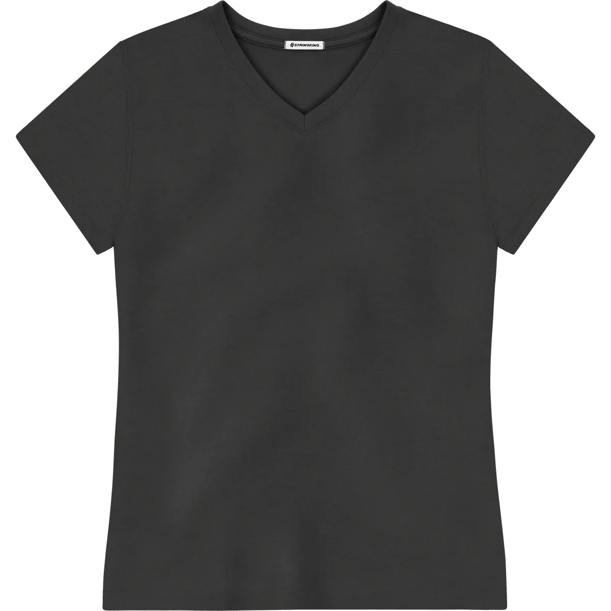 StringKing Women's Pima Jersey V-Neck Tee - Relaxed Fit, Black, Front