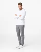 StringKing Men's StayWarm Hoodie - Sharp Fit, White, Full Front Angle - Human Model