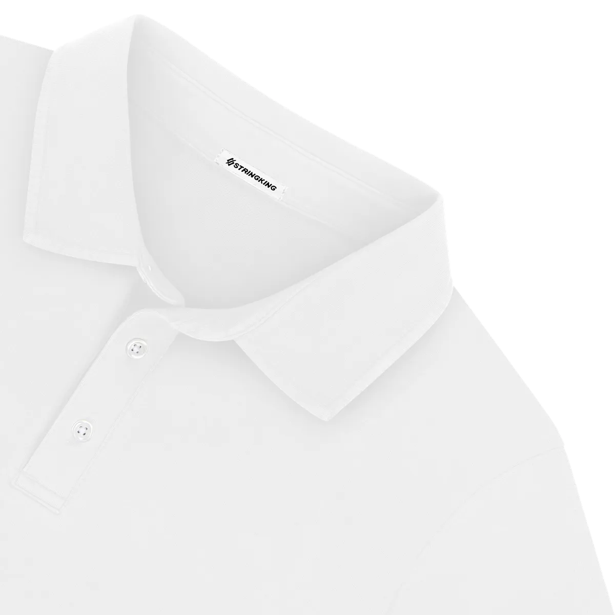 StringKing Men's Pima Terry Long Sleeve Polo - Sharp Fit, White, Detail