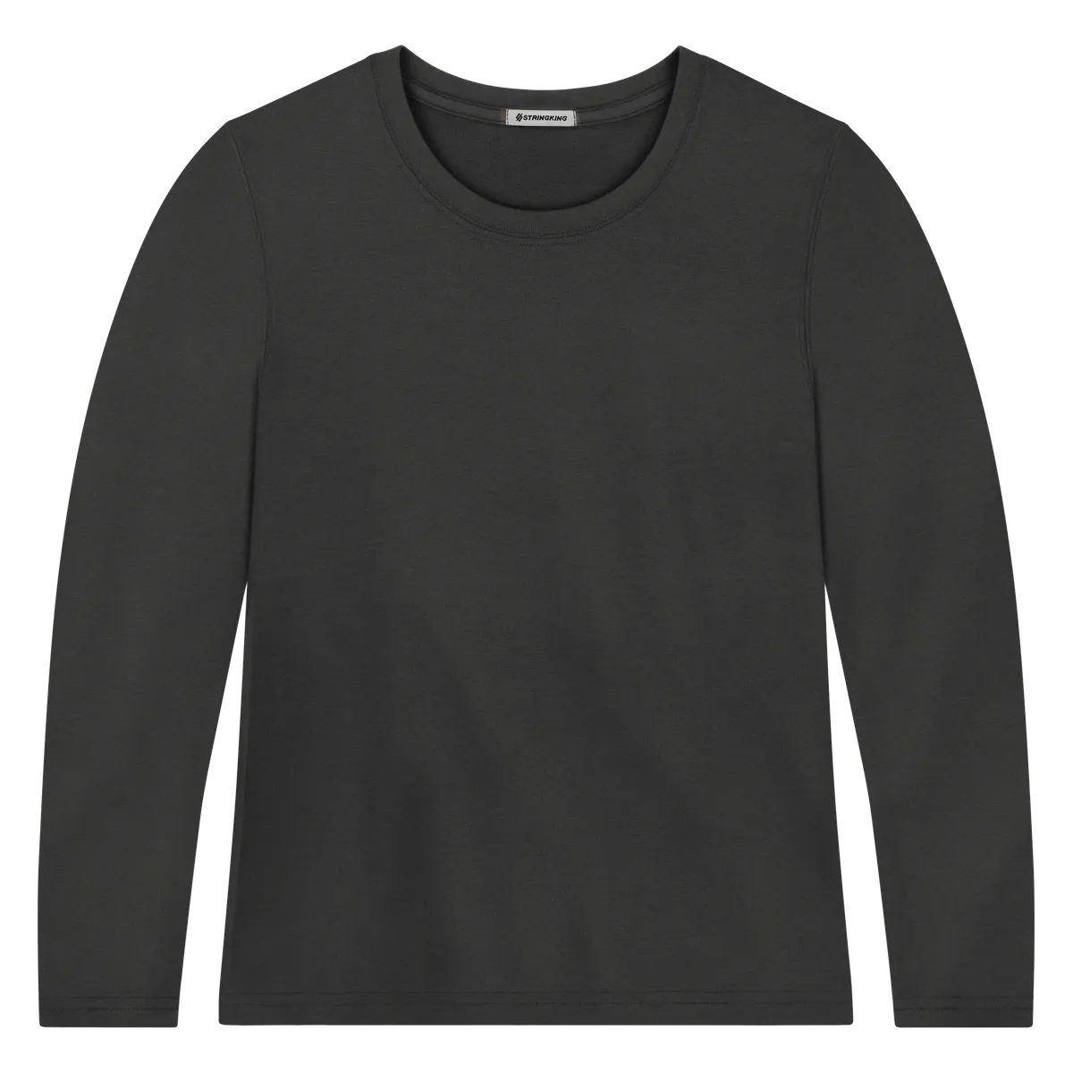 StringKing Women's Pima Terry Long Sleeve Tee - Sharp Fit, Black, Front