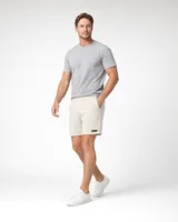 StringKing Men's Polartec Fleece Shorts - Relaxed Fit, Jet Stream, Full Front Angle - Human Model