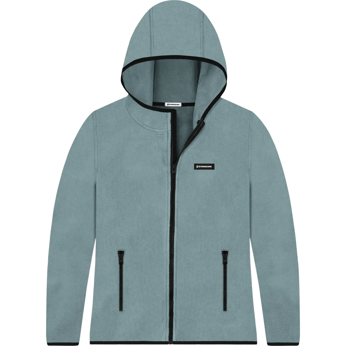 StringKing Women's Polartec Fleece Full Zip Hoodie with Pockets - Relaxed Fit, Slate, Front