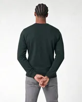 StringKing Men's Pima Terry Crew Sweatshirt - Sharp Fit, Pine Grove, Full Back - Human Model - Top of head to Mid-thigh