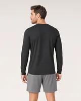 StringKing Men's Pima Jersey Long Sleeve Tee - Sharp Fit, Black, Full Back - Human Model - Top of head to Mid-thigh