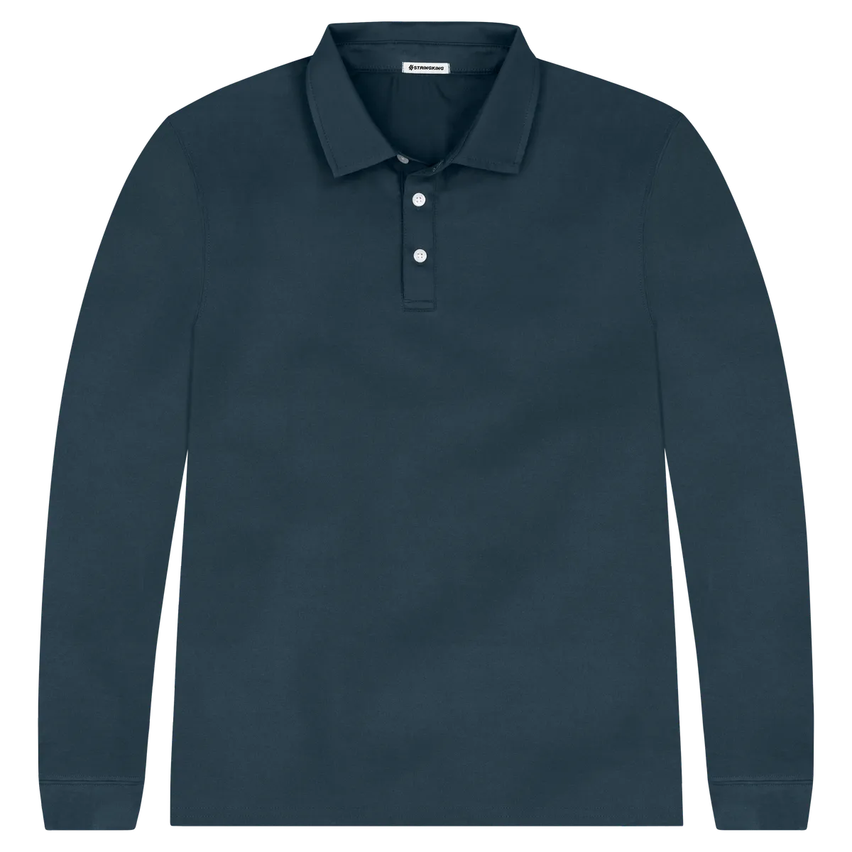 StringKing Men's FlexTech Long Sleeve Polo - Sharp Fit, Navy, Front