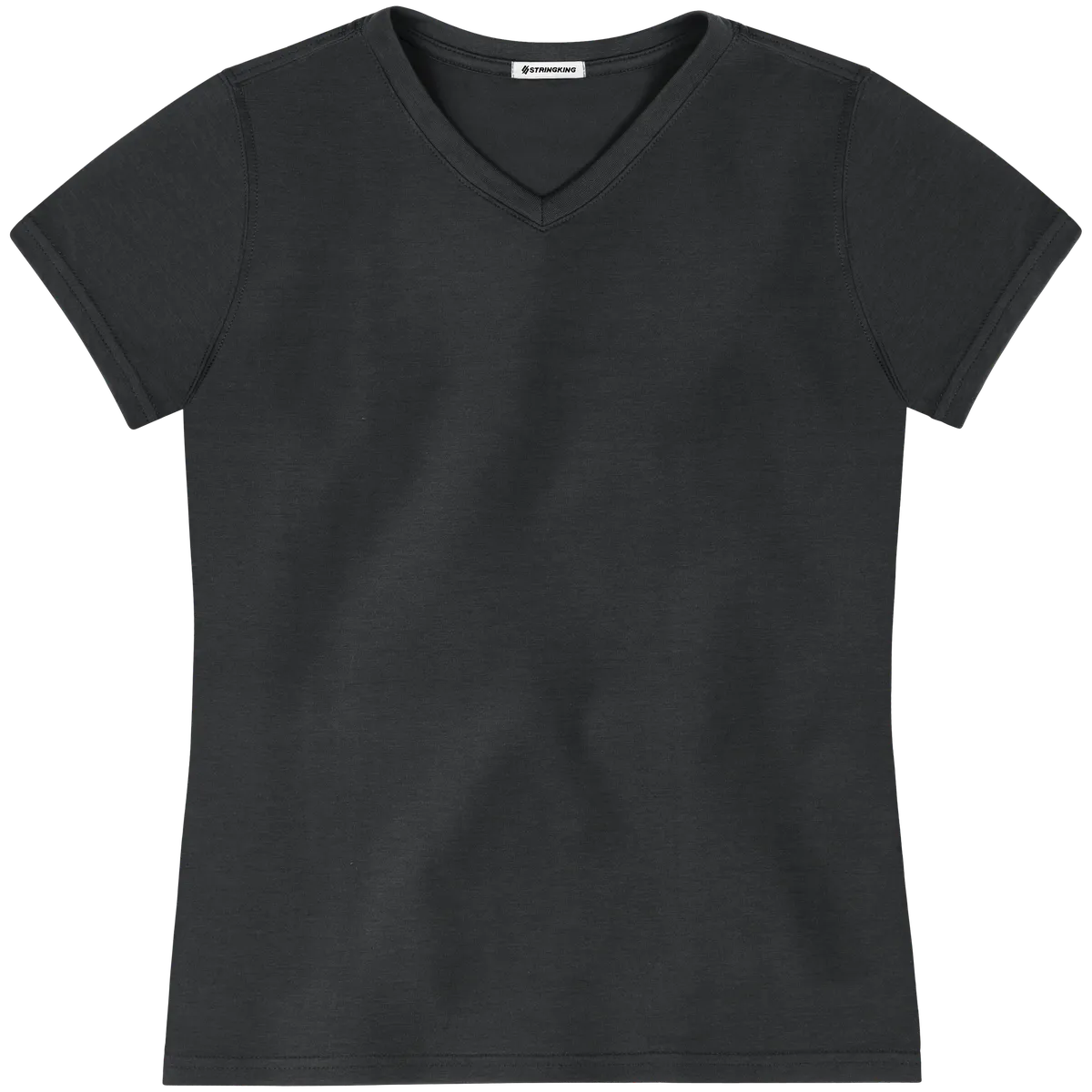 StringKing Women's FlexStyle Short Sleeve V-Neck T-Shirt - Relaxed Fit, Moonless Night, Front