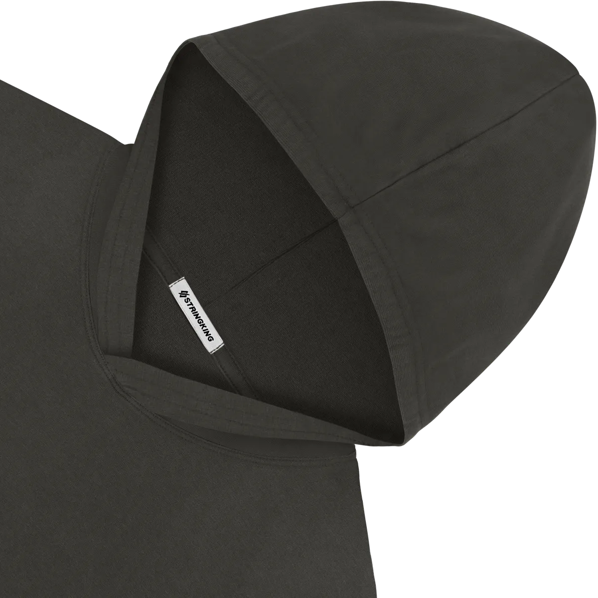 StringKing Men's Pima Terry Hoodie - Sharp Fit, Peat, Detail