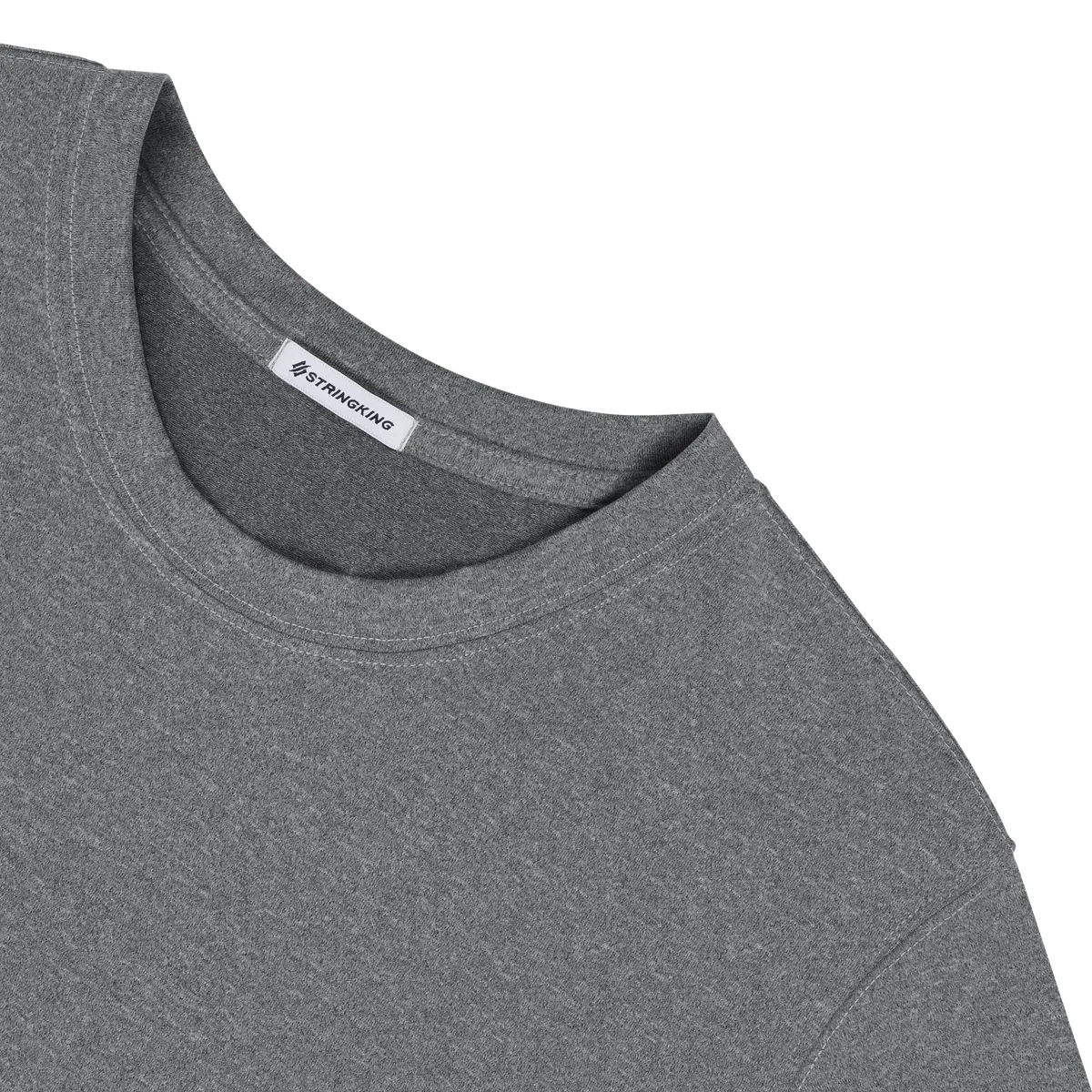 StringKing Men's FlexTech Short Sleeve Crewneck T-Shirt - Sharp Fit, Heather Gray, Detail