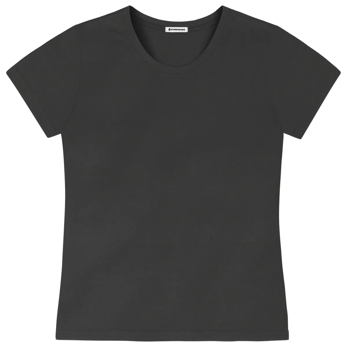StringKing Women's Pima Cotton Short Sleeve Crewneck T-Shirt - Relaxed Fit, Black, Front