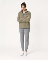 StringKing Women's Polartec Fleece Quarter Zip - Relaxed Fit, Mermaid, Full Front Angle - Human Model