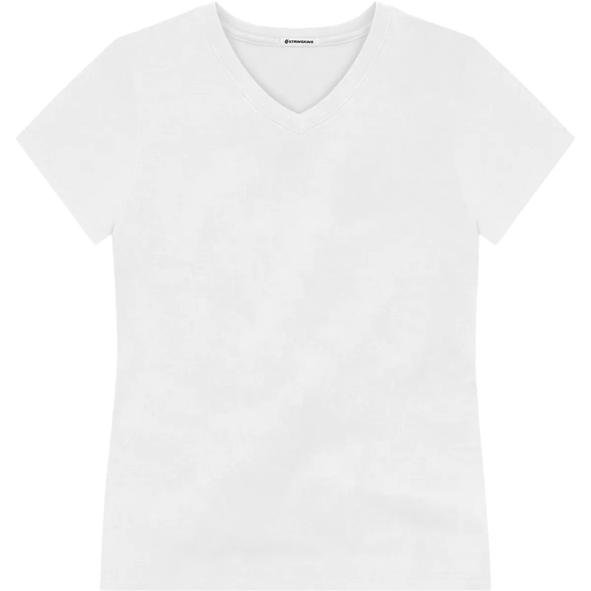 StringKing Women's Pima Terry V-Neck Tee - Sharp Fit, White, Front