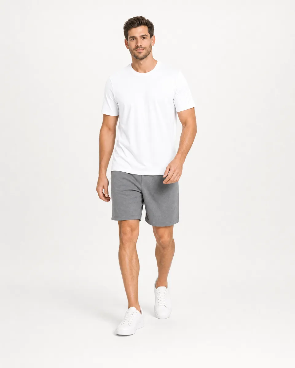 StringKing Men's StayWarm Tee - Sharp Fit, White, Full Front Angle - Human Model