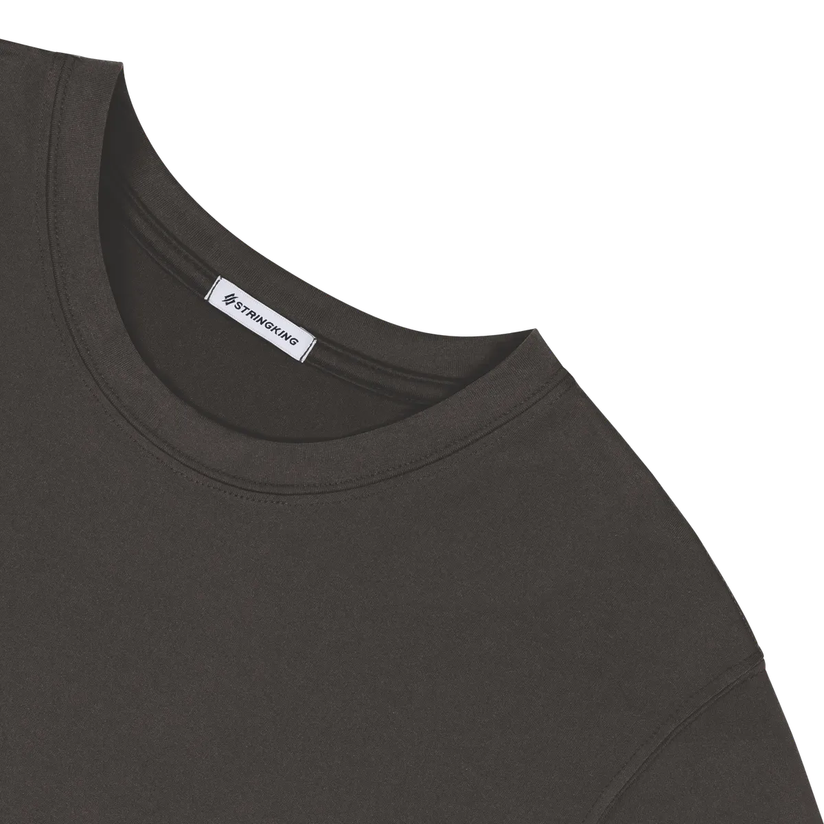 StringKing Women's FlexTech Short Sleeve Crewneck T-Shirt - Relaxed Fit, Charcoal, Detail