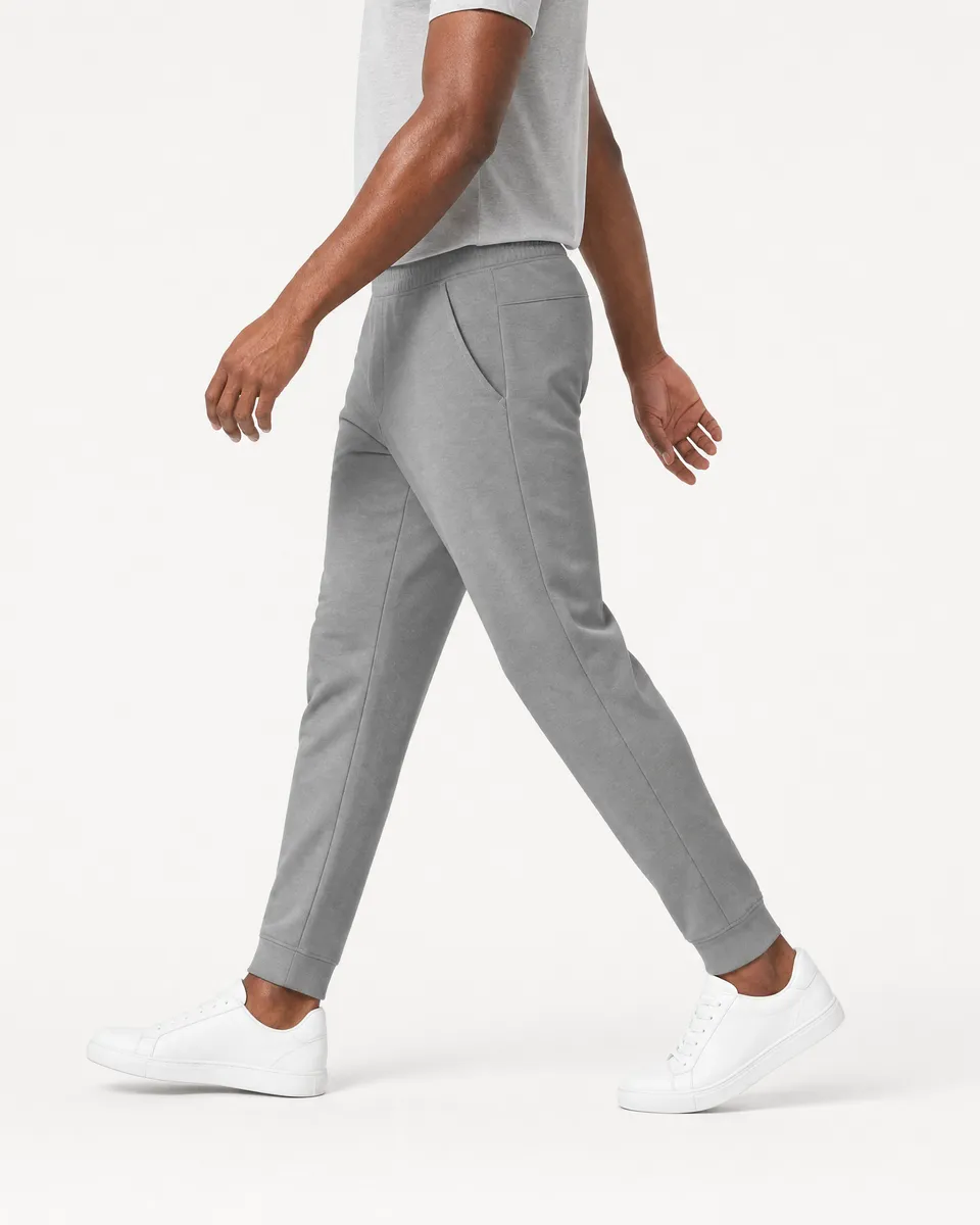 StringKing Men's StayWarm Joggers - Sharp Fit, Gray, Full Side - Human Model - Chest to Feet