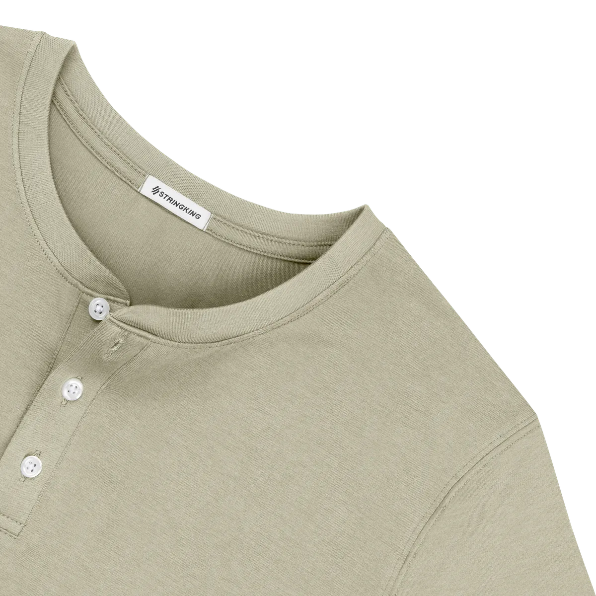 StringKing Men's Pima Cotton Long Sleeve Henley - Relaxed Fit, Khaki Green, Detail
