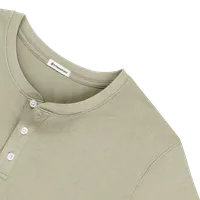 StringKing Men's Pima Cotton Long Sleeve Henley - Relaxed Fit, Khaki Green, Detail