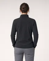 StringKing Women's Polartec Fleece Quarter Zip with Pockets - Sharp Fit, Meteorite, Full Back - Human Model - Top of head to Mid-thigh