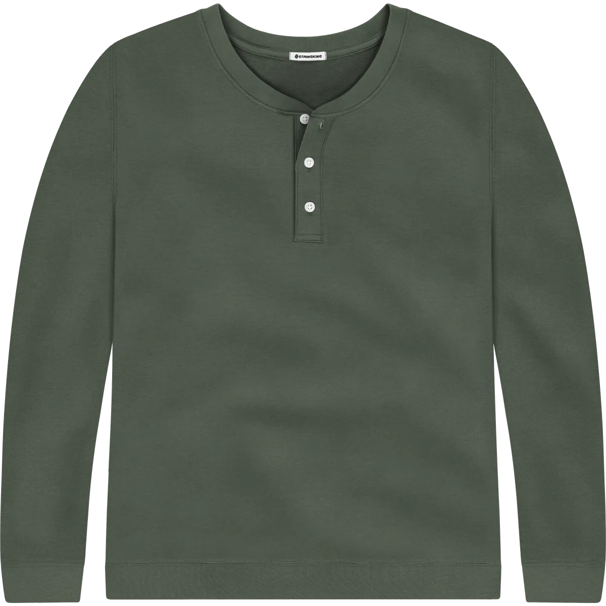 StringKing Men's Pima Terry Henley - Relaxed Fit, Moss, Front