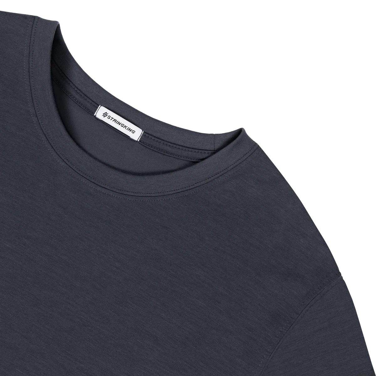 StringKing Men's FlexStyle Long Sleeve Crewneck T-Shirt - Relaxed Fit, India Ink, Detail