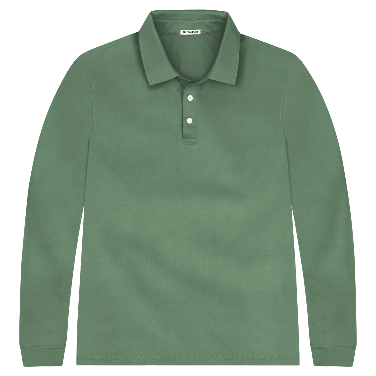 StringKing Men's FlexTech Long Sleeve Polo - Sharp Fit, Green, Front