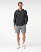 StringKing Men's Pima Jersey Long Sleeve Pocket Tee - Relaxed Fit, Black, Full Front - Human Model