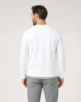 StringKing Men's Pima Terry Crew Sweatshirt - Sharp Fit, White, Full Back - Human Model - Top of head to Mid-thigh