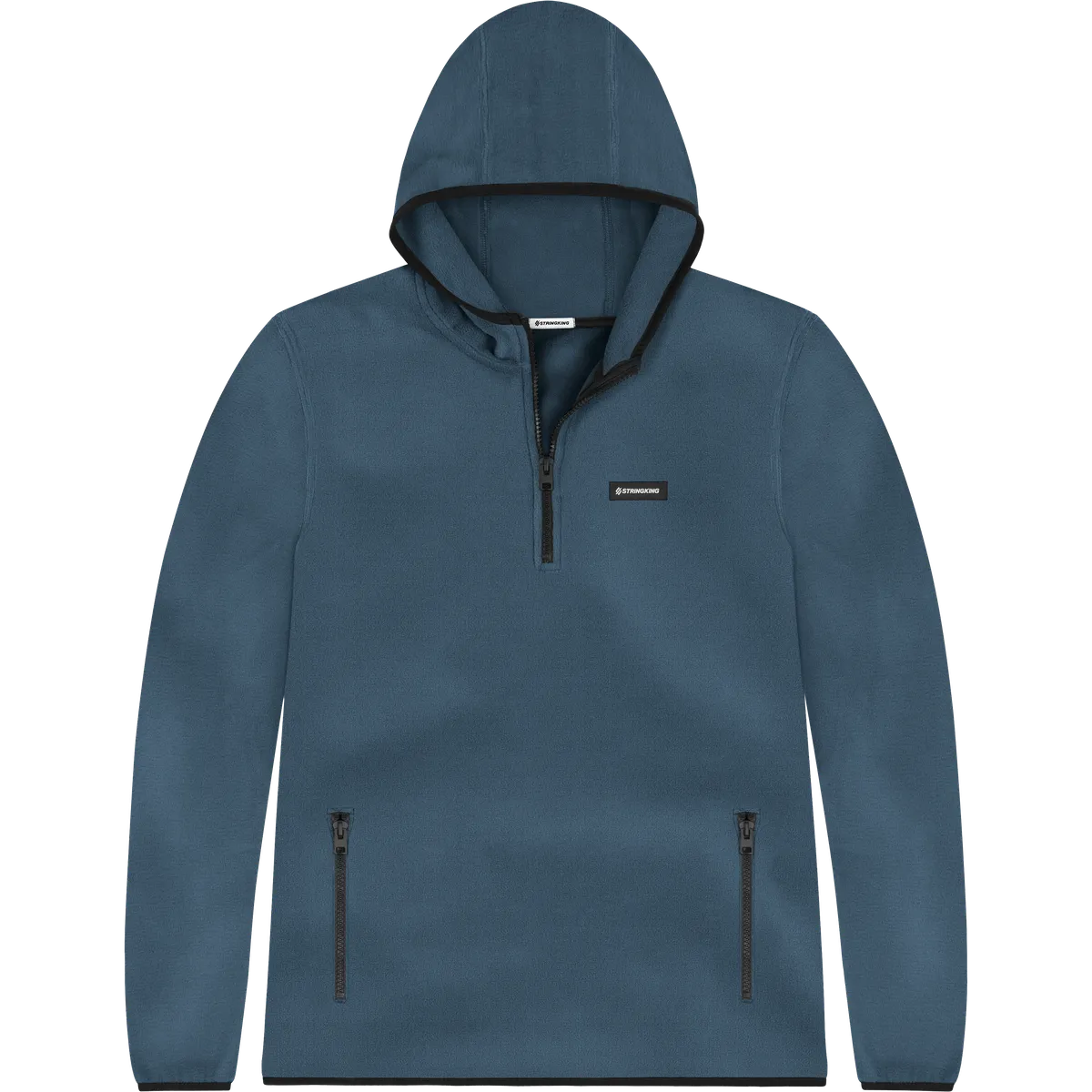 StringKing Men's Polartec Fleece Quarter Zip Hoodie with Pockets - Sharp Fit, Indian Teal, Front