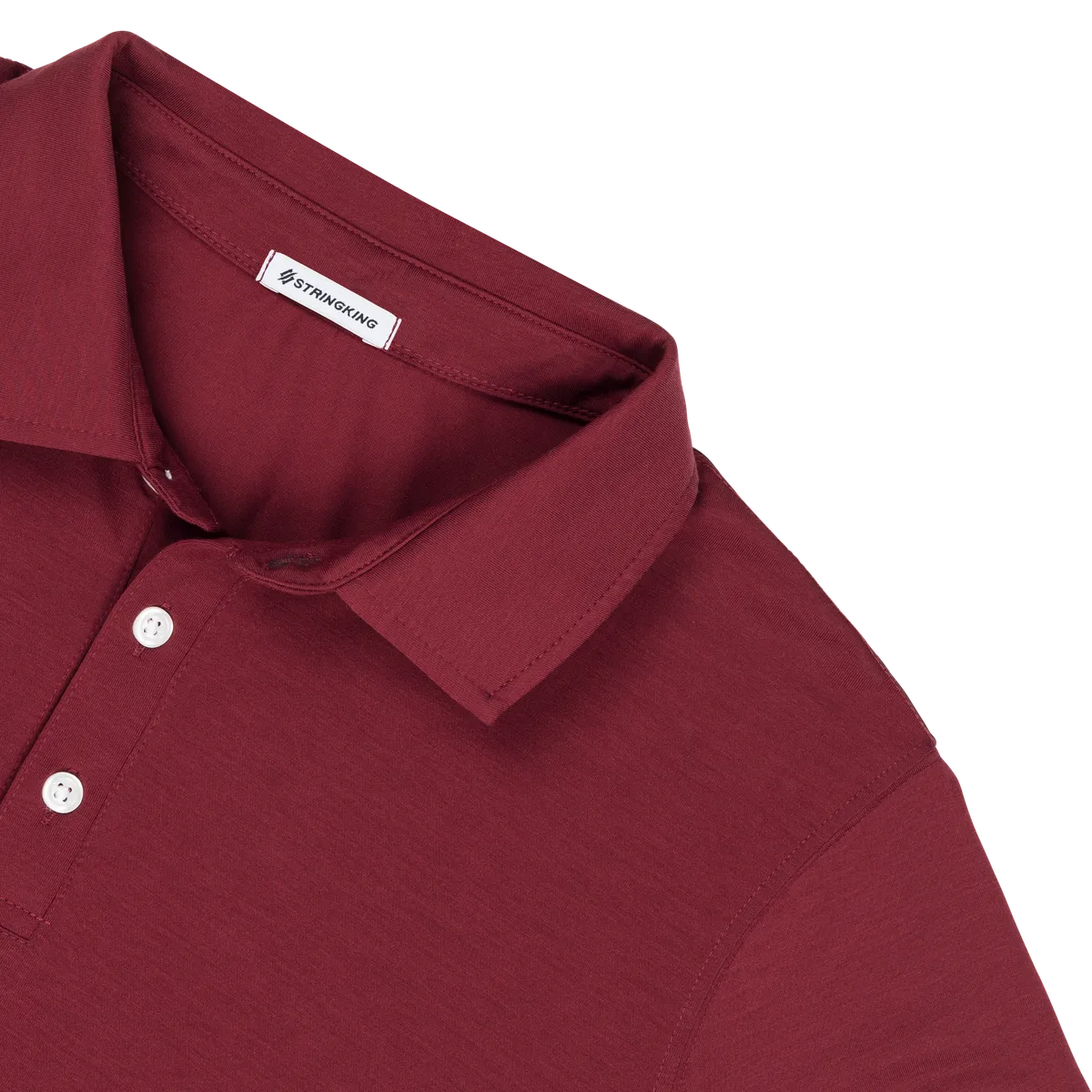 StringKing Men's FlexStyle Short Sleeve Polo - Sharp Fit, Rhubarb, Detail