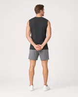 StringKing Men's StayWarm Tank Top - Sharp Fit, Black, Full Back - Human Model - Top of head to Mid-thigh