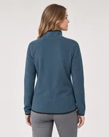 StringKing Women's Polartec Fleece Quarter Zip with Pockets - Sharp Fit, Indian Teal, Full Back - Human Model - Top of head to Mid-thigh