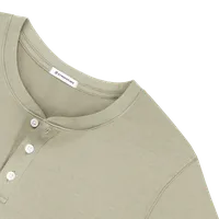 StringKing Men's Pima Cotton Short Sleeve Henley - Relaxed Fit, Khaki Green, Detail