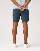 StringKing Men's Nylon Flex Game Shorts - Sharp Fit, Navy, Full Back - Human Model - Chest to Feet