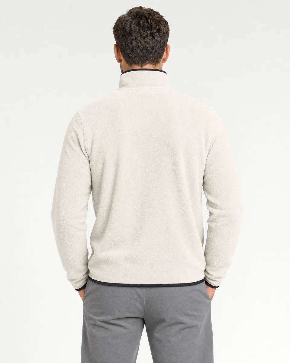 StringKing Men's Polartec Fleece Quarter Zip with Pockets - Relaxed Fit, Jet Stream, Full Back - Human Model - Top of head to Mid-thigh