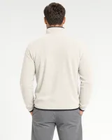 StringKing Men's Polartec Fleece Quarter Zip with Pockets - Relaxed Fit, Jet Stream, Full Back - Human Model - Top of head to Mid-thigh