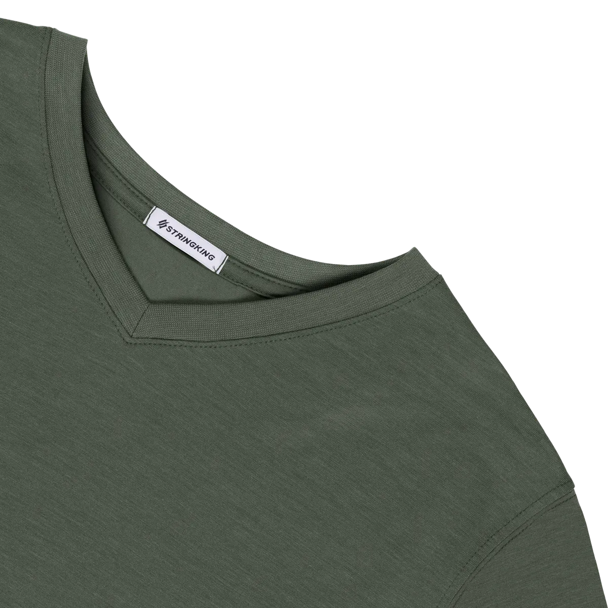 StringKing Men's FlexStyle Long Sleeve V-Neck T-Shirt - Sharp Fit, Thyme, Detail