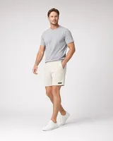 StringKing Men's Polartec Fleece Shorts - Relaxed Fit, Jet Stream, Full Front Angle - Human Model