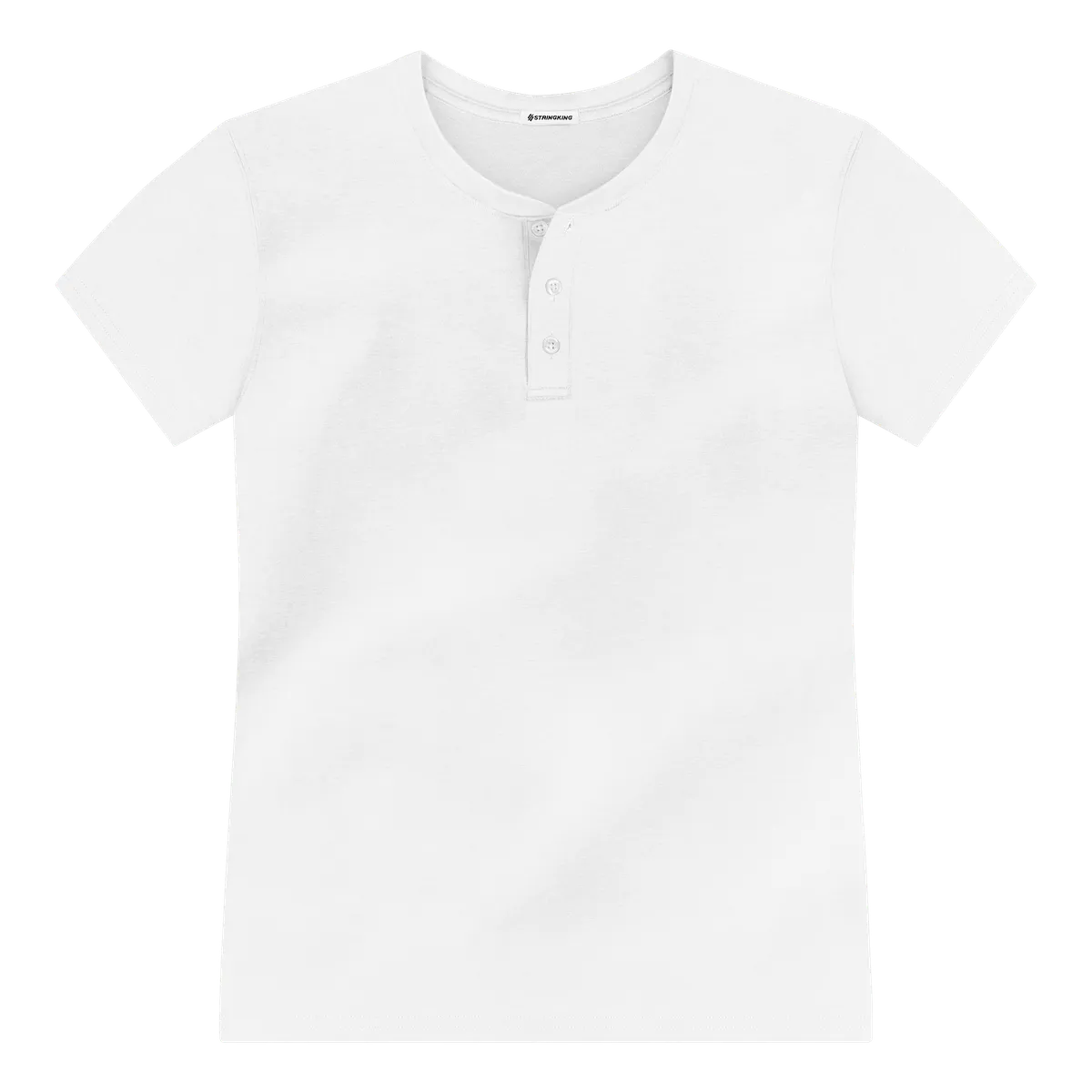StringKing Men's Pima Cotton Short Sleeve Henley - Sharp Fit, White, Front