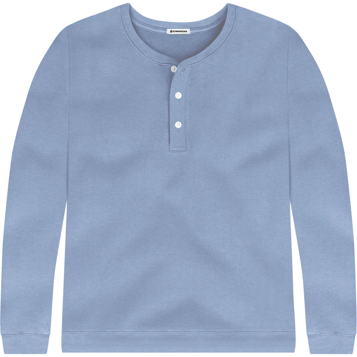 StringKing Men's Pima Cotton Henley Sweatshirt - Relaxed Fit, Slate Blue, Front