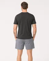StringKing Men's Pima Jersey V-Neck Tee - Sharp Fit, Peat, Full Back - Human Model - Top of head to Mid-thigh