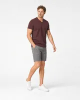 StringKing Men's Pima Jersey V-Neck Tee - Sharp Fit, New Maroon, Full Front Angle - Human Model