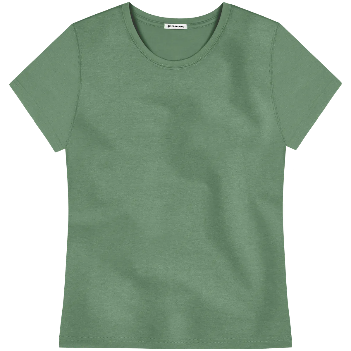 StringKing Women's Pima Cotton Short Sleeve Crewneck T-Shirt - Relaxed Fit, Green, Front
