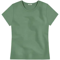 StringKing Women's Pima Cotton Short Sleeve Crewneck T-Shirt - Relaxed Fit, Green, Front