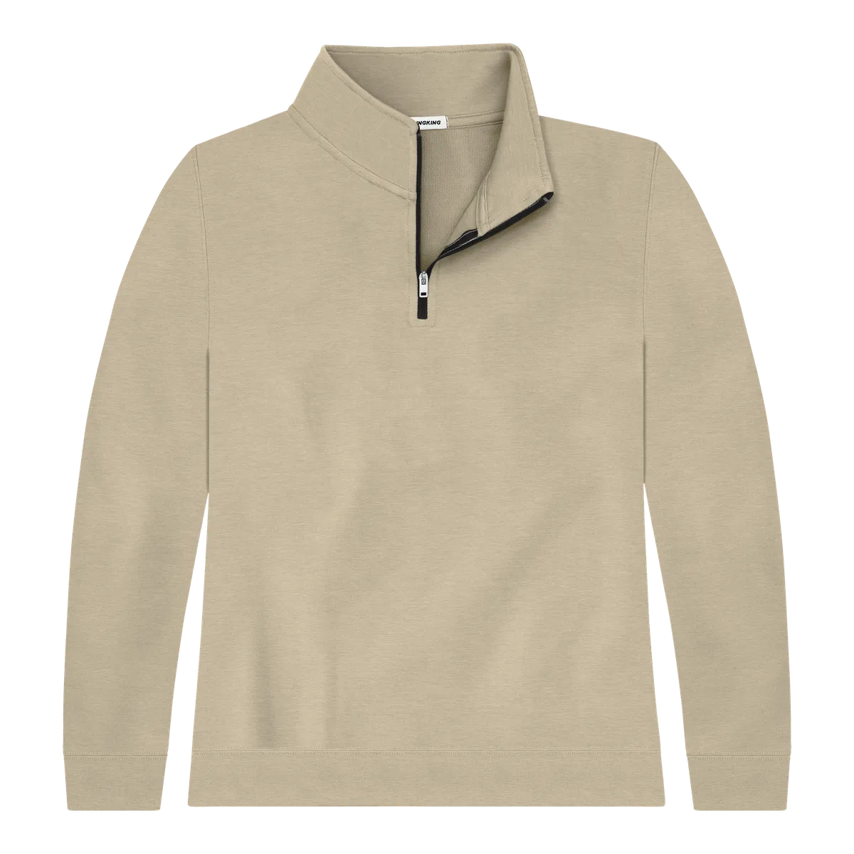 StringKing Women's Pima Cotton Quarter Zip - Relaxed Fit, Warm Khaki, Front
