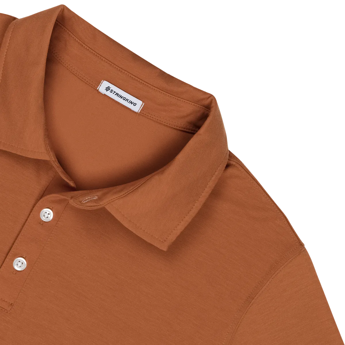 StringKing Men's FlexStyle Long Sleeve Polo - Sharp Fit, Bombay Brown, Detail