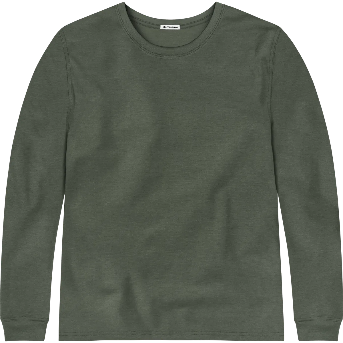 StringKing Men's FlexStyle Long Sleeve Crewneck T-Shirt - Relaxed Fit, Thyme, Front