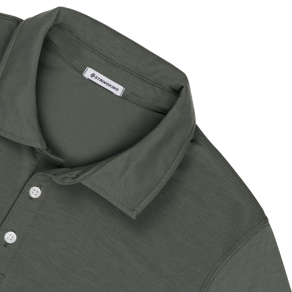 StringKing Men's FlexStyle Long Sleeve Polo - Sharp Fit, Thyme, Detail